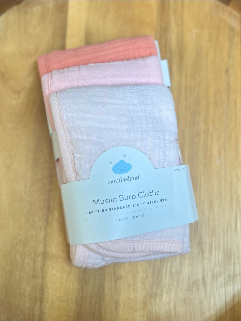 *3/$15- Cloud Island Soft Pink Muslin Burp Cloths - 3 Pack